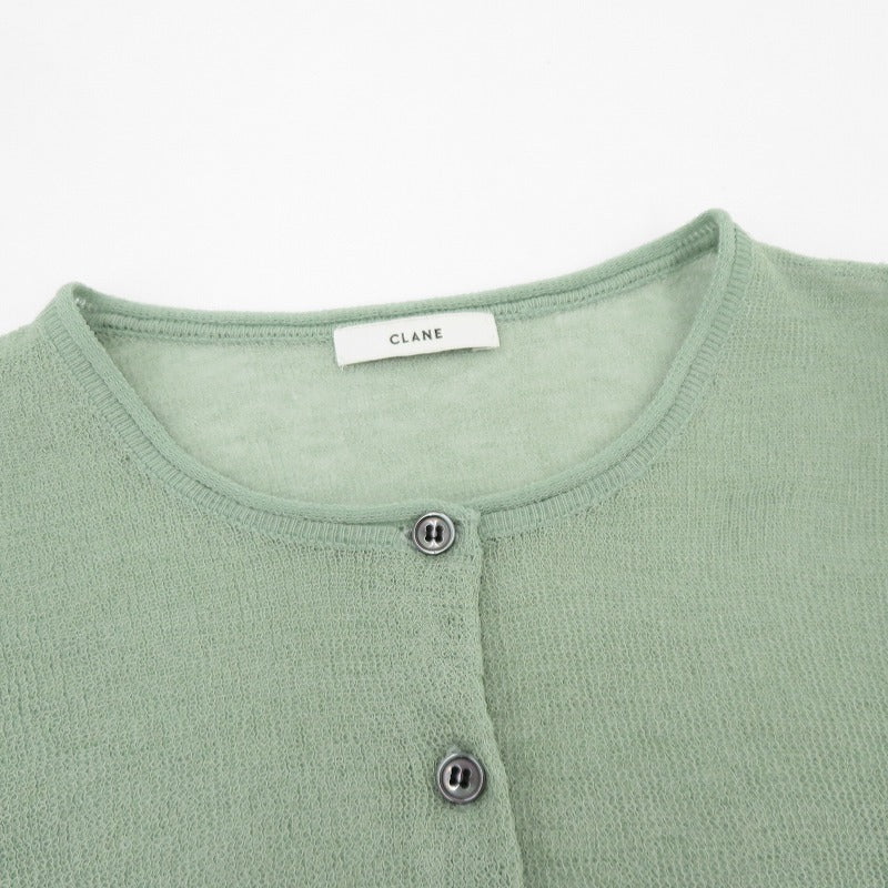 CLANE | クラネ SHEER ROLLED EDGE KNIT CARDIGAN カーディガン 19106-2042 グリーン サイズ：2【瀬戸大橋店】