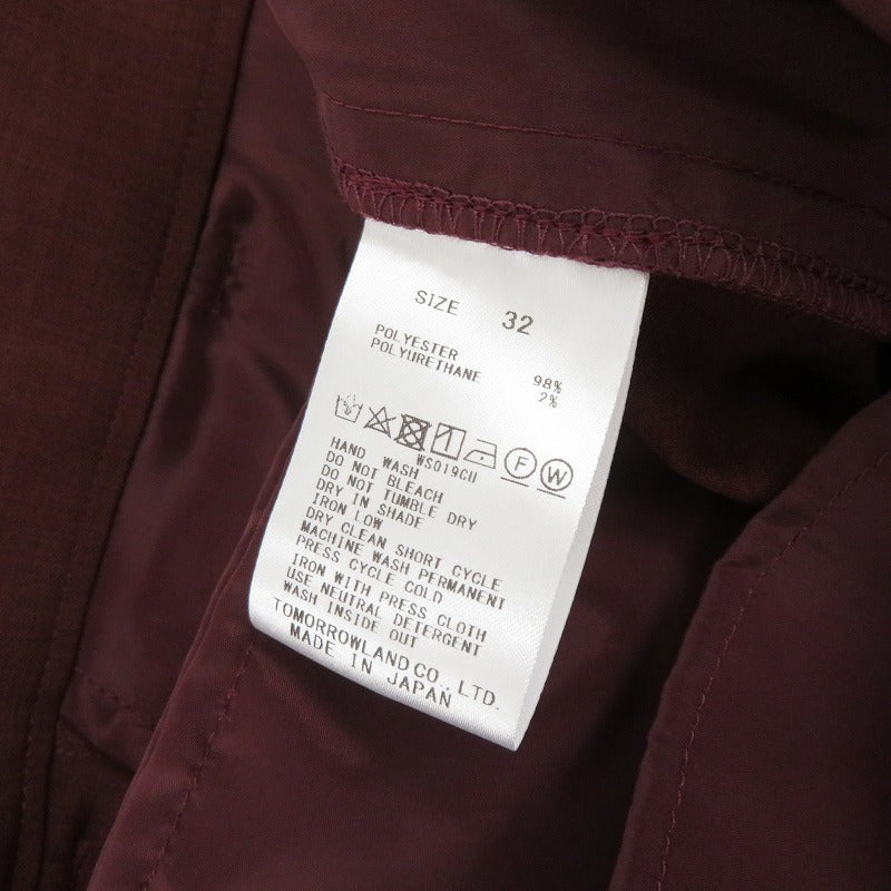 BALLSEY | ボールジー ポリエステルツイル 2タックスラックスパンツ その他ボトムス 11-04-42-04502 ボルドー/バーガンディー サイズ：32【瀬戸大橋店】