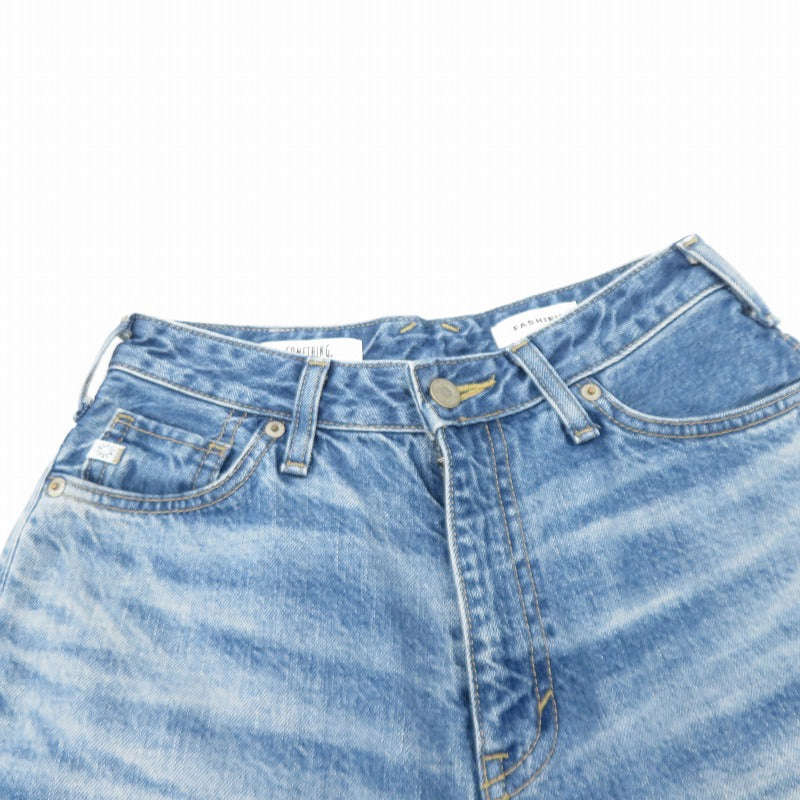 FASHIRU ×SOMETHING baggy fit Jeans デニムパンツ SFA13 サイズ:0 ブルー【瀬戸大橋店】