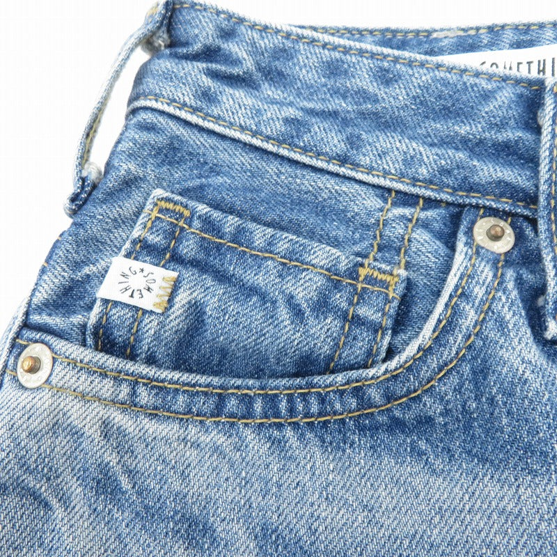 FASHIRU ×SOMETHING baggy fit Jeans デニムパンツ SFA13 サイズ:0 ブルー【瀬戸大橋店】