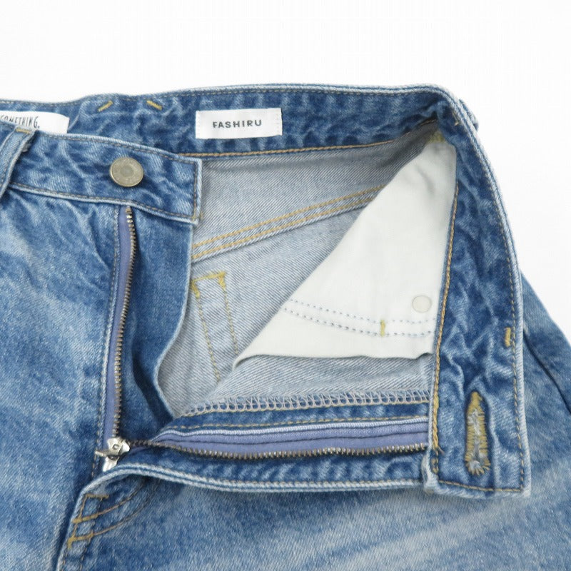 FASHIRU ×SOMETHING baggy fit Jeans デニムパンツ SFA13 サイズ:0 ブルー【瀬戸大橋店】