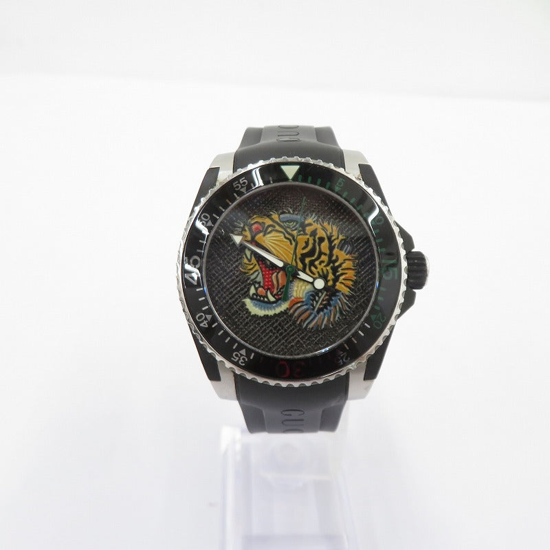 GUCCI | グッチ DIVE Tiger アナログクォーツ 腕時計 YA136318 ブラック【瀬戸大橋店】