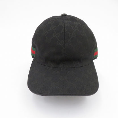 GUCCI | グッチ ウェブストライプ GGキャンバス キャップ 200035・601491 ブラック サイズ：L【瀬戸大橋店】