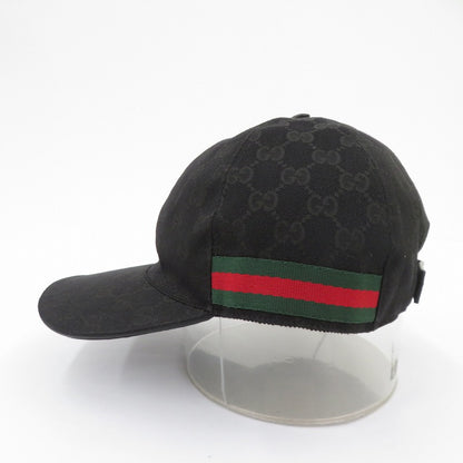 GUCCI | グッチ ウェブストライプ GGキャンバス キャップ 200035・601491 ブラック サイズ：L【瀬戸大橋店】