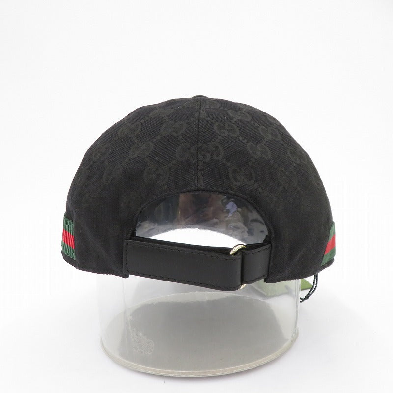 GUCCI | グッチ ウェブストライプ GGキャンバス キャップ 200035・601491 ブラック サイズ：L【瀬戸大橋店】