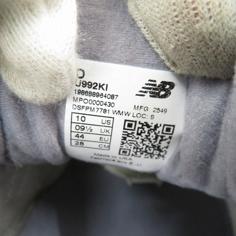 NEW BALANCE | ニューバランス ×KITH 992 Made in USA 'Argon' スニーカー U992KI サイズ:28.0cm グレー 28cm【瀬戸大橋店】