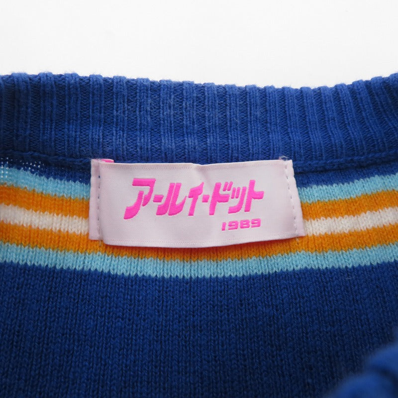 RE. ワッペン ボーダー柄 ニット ブルー サイズ：FreeSize【瀬戸大橋店】