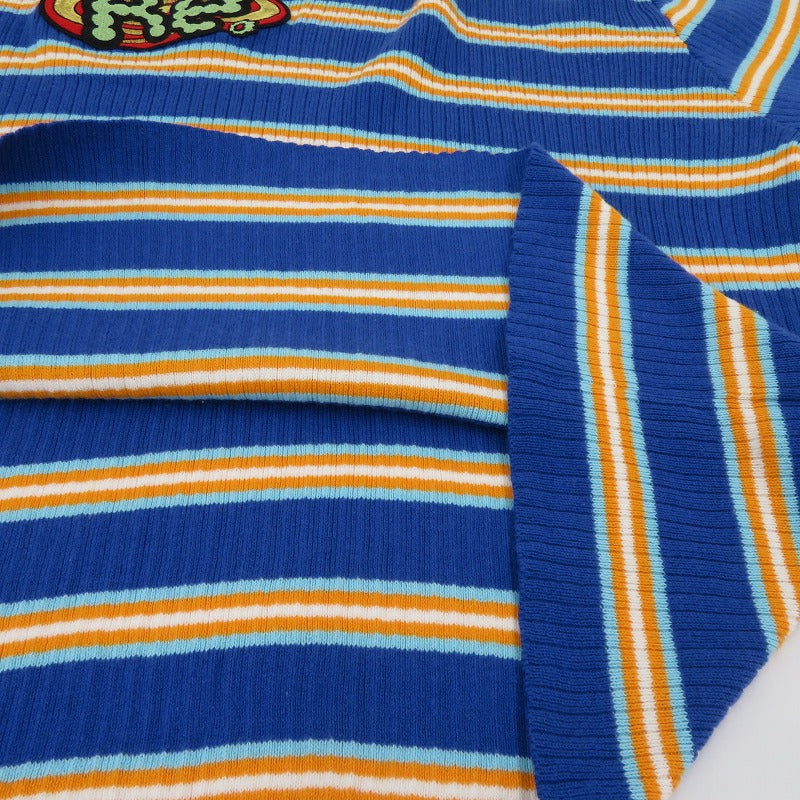 RE. ワッペン ボーダー柄 ニット ブルー サイズ：FreeSize【瀬戸大橋店】