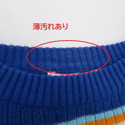 RE. ワッペン ボーダー柄 ニット ブルー サイズ：FreeSize【瀬戸大橋店】