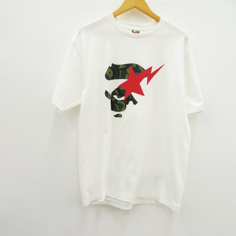 A BATHING APE | アベイシングエイプ TRIAL CAMO APE FACE STA TEE 半袖Ｔシャツ 001TEL301035M ホワイト サイズ：XL【瀬戸大橋店】