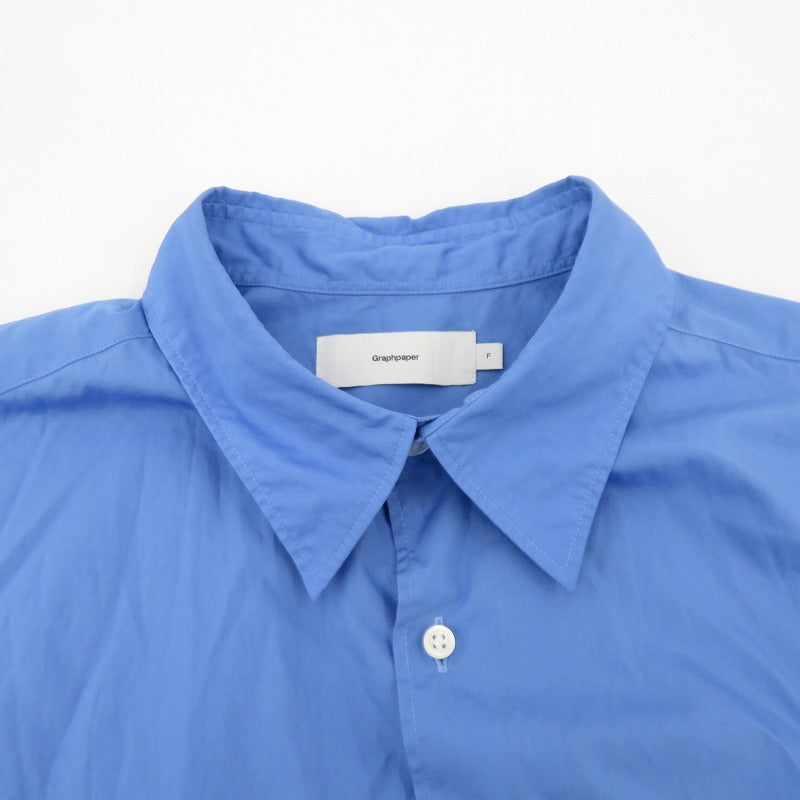 Graphpaper | グラフペーパー Broad S/S Oversized Regular Collar Shirt 半袖シャツ GM221-50113B ブルー サイズ：FreeSize【瀬戸大橋店】