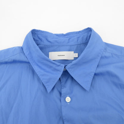 Graphpaper | グラフペーパー Broad S/S Oversized Regular Collar Shirt 半袖シャツ GM221-50113B ブルー サイズ：FreeSize【瀬戸大橋店】