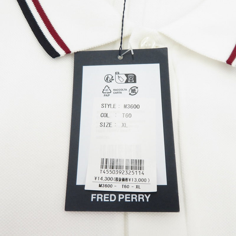 FRED PERRY | フレッドペリー ポロシャツ M3600 ホワイト サイズ：XL【瀬戸大橋店】