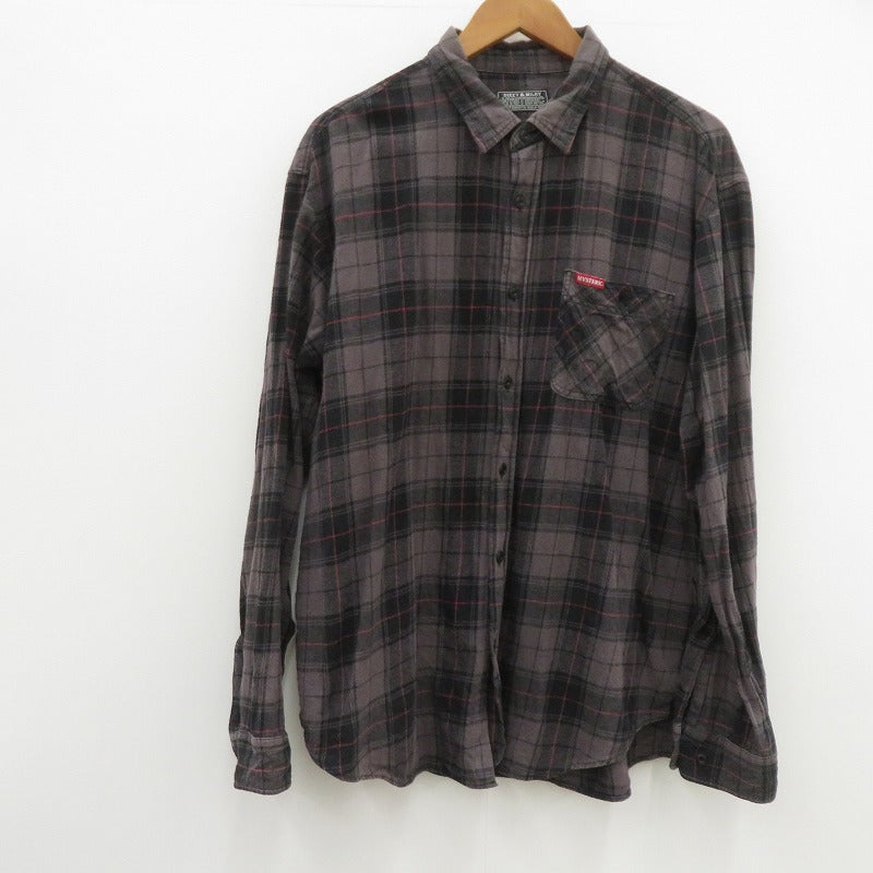 HYSTERIC GLAMOUR | ヒステリックグラマー SONIC YOUTH/100% DIRTY ビエラチェックシャツ 長袖シャツ 02233AH09 グレー サイズ：XL【瀬戸大橋店】