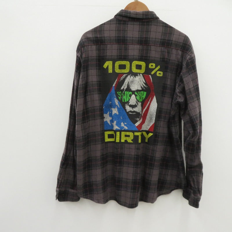 HYSTERIC GLAMOUR | ヒステリックグラマー SONIC YOUTH/100% DIRTY ビエラチェックシャツ 長袖シャツ 02233AH09 グレー サイズ：XL【瀬戸大橋店】