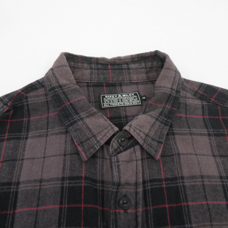 HYSTERIC GLAMOUR | ヒステリックグラマー SONIC YOUTH/100% DIRTY ビエラチェックシャツ 長袖シャツ 02233AH09 グレー サイズ：XL【瀬戸大橋店】