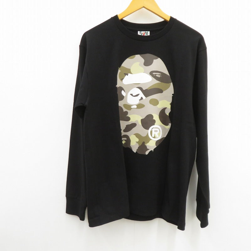 A BATHING APE | アベイシングエイプ COLOR CAMO BIG APE HEAD LS TEE 長袖Ｔシャツ 1M80111055 ブラック サイズ：L【瀬戸大橋店】