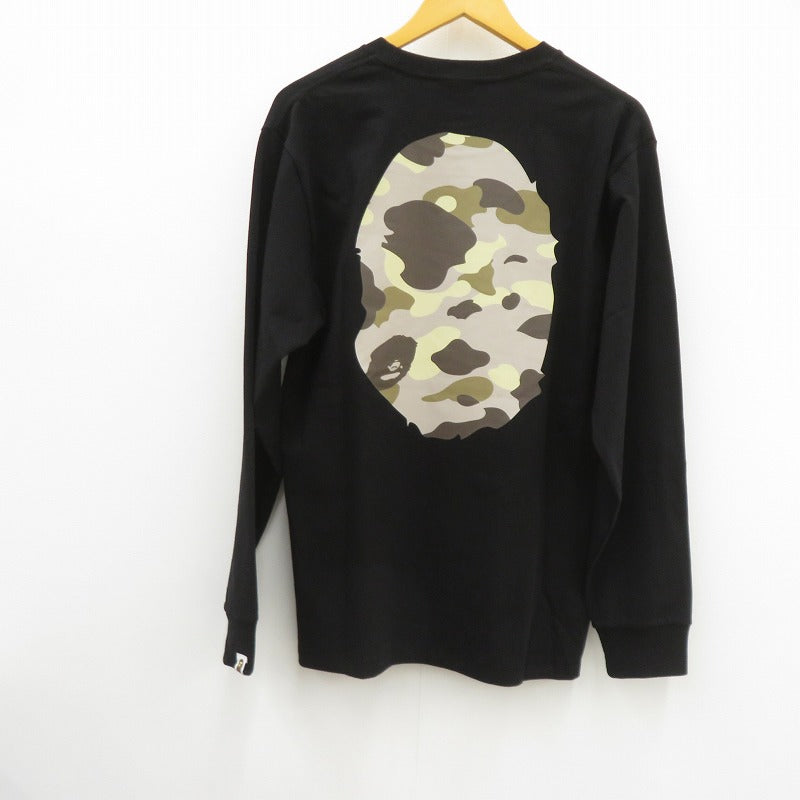 A BATHING APE | アベイシングエイプ COLOR CAMO BIG APE HEAD LS TEE 長袖Ｔシャツ 1M80111055 ブラック サイズ：L【瀬戸大橋店】