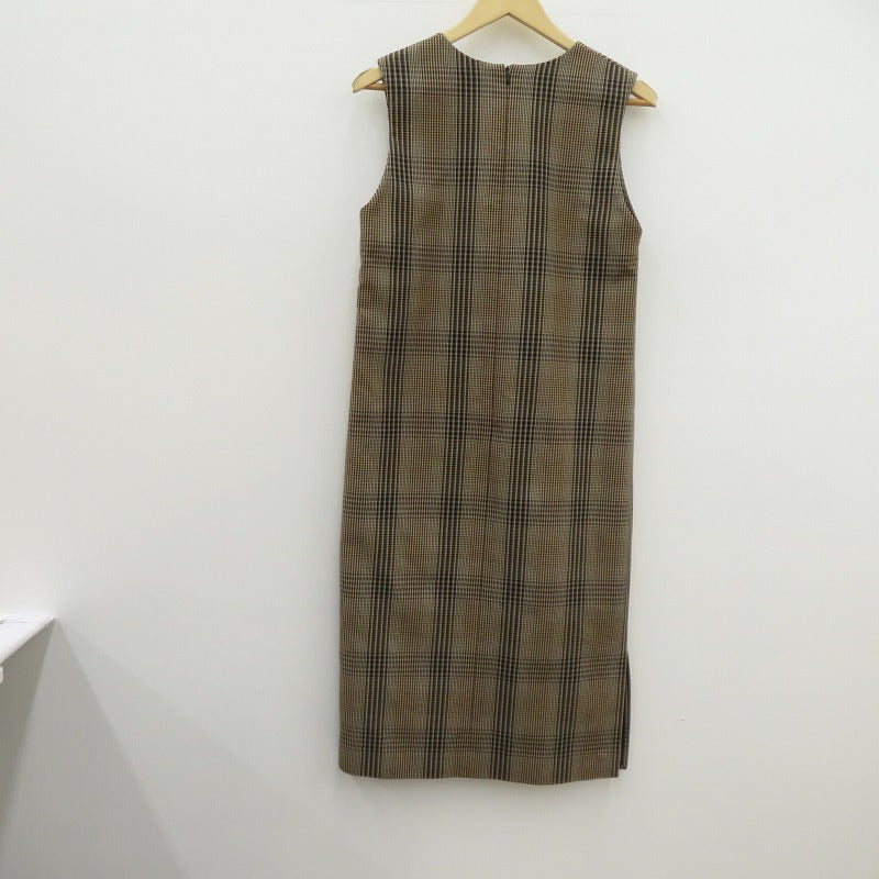 BEAMS | ビームス Vネック チェック柄 ワンピース 68-26-0402-002 ブラウン サイズ：36【瀬戸大橋店】
