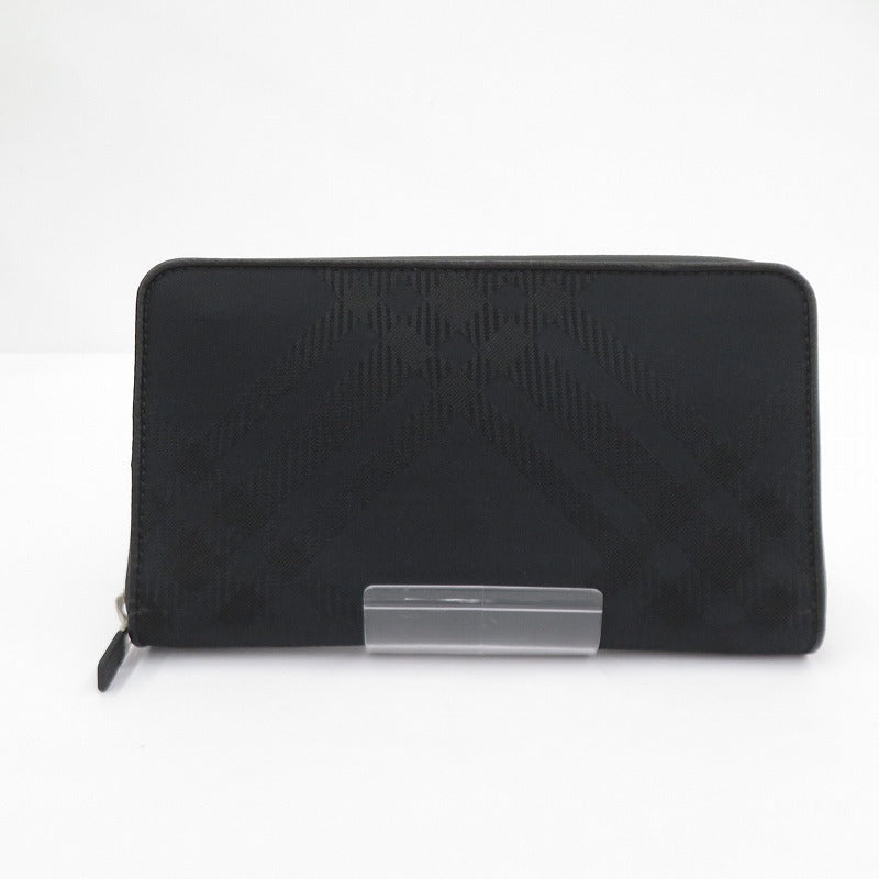 BURBERRY | バーバリー ラージチェックジャガードジップウォレット 長財布 8080725/A1189 ブラック【瀬戸大橋店】
