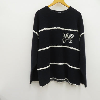 Palm Angels | パームエンジェルス Monogram Striped Sweater 23AW セーター PMHE048E23KNI001 ネイビー サイズ：M【瀬戸大橋店】