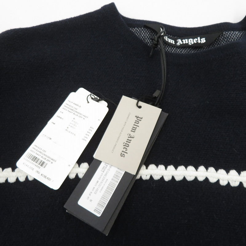 Palm Angels | パームエンジェルス Monogram Striped Sweater 23AW セーター PMHE048E23KNI001 ネイビー サイズ：M【瀬戸大橋店】