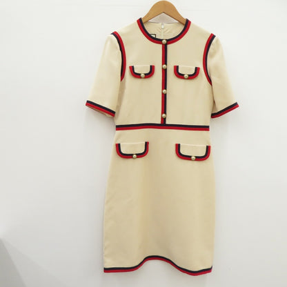 GUCCI | グッチ インターロッキングG パールボタン ワンピース ドレス 475850 ZHN88 アイボリー サイズ：44【瀬戸大橋店】