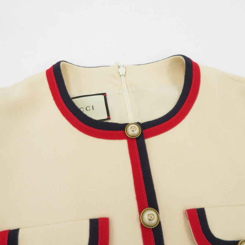 GUCCI | グッチ インターロッキングG パールボタン ワンピース ドレス 475850 ZHN88 アイボリー サイズ：44【瀬戸大橋店】