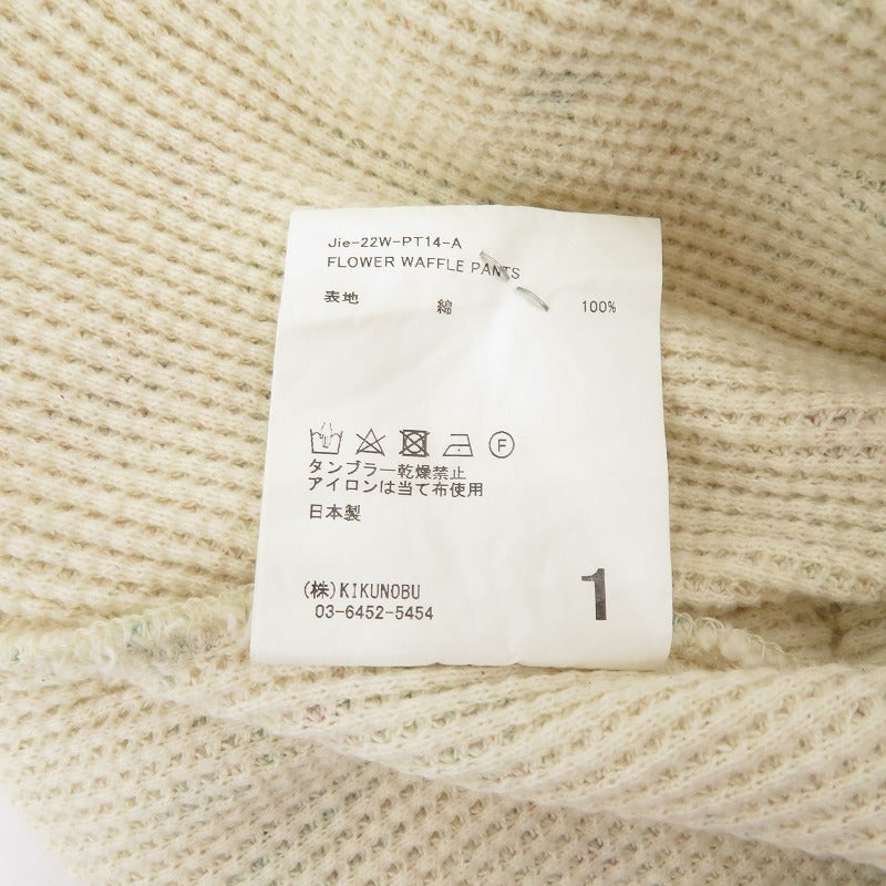 Jieda | ジエダ FLOWER WAFFLE PANTS 花柄 パンツ JIE-22W-PT14-A ベージュ サイズ：1【瀬戸大橋店】