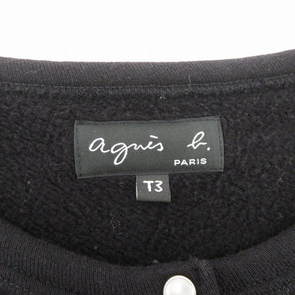 agnes b. | アニエスベー コットン メルトン カーディガンプレッション "Le Petit" カーディガン ED17M001 サイズ:T3 ブラック【瀬戸大橋店】