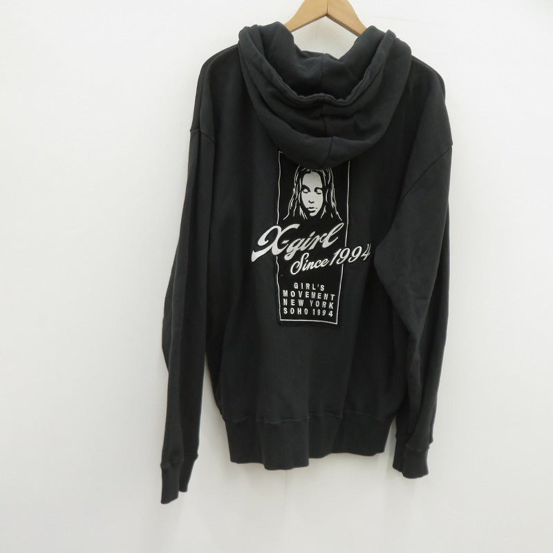 X-girl | エックスガール FACEBOXPATCHZIPUPSWEAT HOODIE パーカー 105253012005 グレー サイズ：M【瀬戸大橋店】