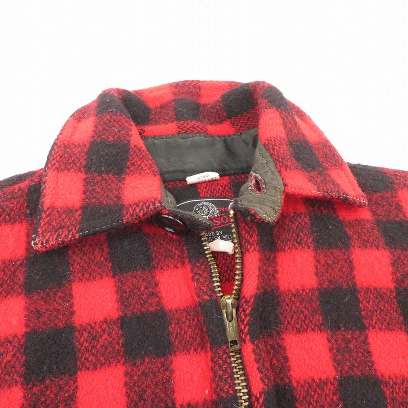 OHNSON WOOLEN MILLS マッキーノジャケット チェック柄 その他アウター サイズ:14 レッド【瀬戸大橋店】