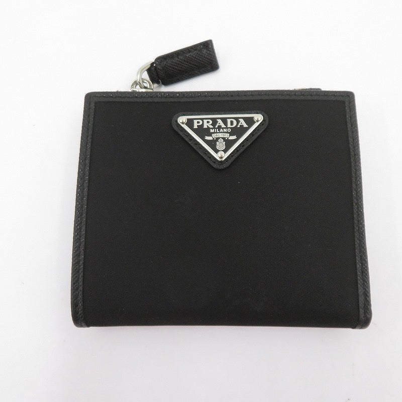 PRADA | プラダ Re-Nylon トライアングルロゴ 二つ折り財布 2ML049 2DMH ブラック【瀬戸大橋店】