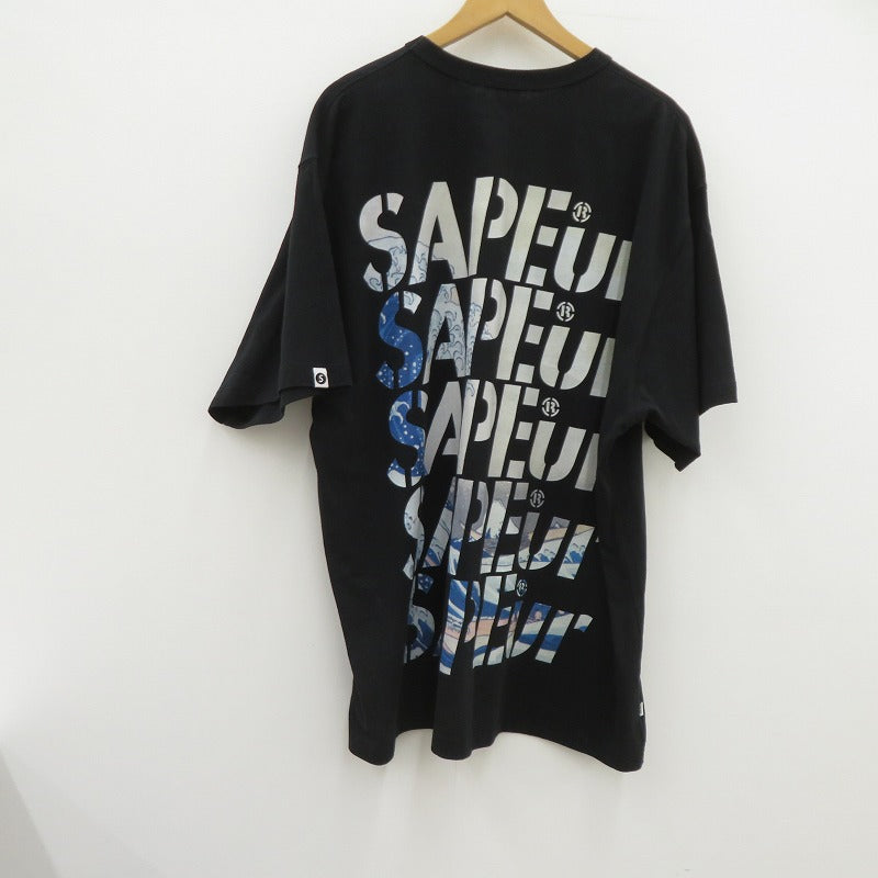 SAPEur | サプール The Great Wave 半袖Ｔシャツ A0024-418 ブラック サイズ：XXL【瀬戸大橋店】