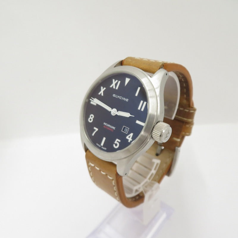 GLYCINE | グリシン Incursore III 44mm Automatic アナログ自動巻き 腕時計 3900 ブラウン 文字盤ネイビー【瀬戸大橋店】