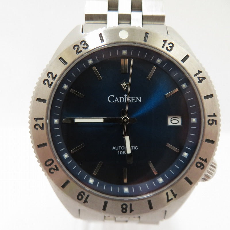 CADISEN アナログ自動巻き 腕時計 C8230 シルバー 文字盤ネイビー【瀬戸大橋店】
