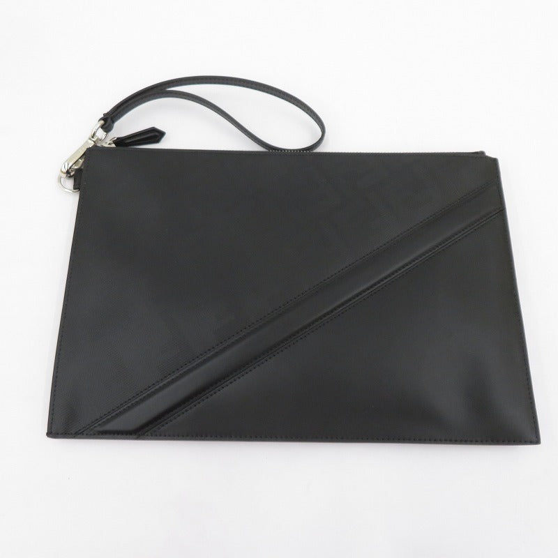 FENDI | フェンディ シャドー ダイアゴナル フラットポーチ クラッチバッグ 7N0110 AP1T F0GXN ブラック【瀬戸大橋店】