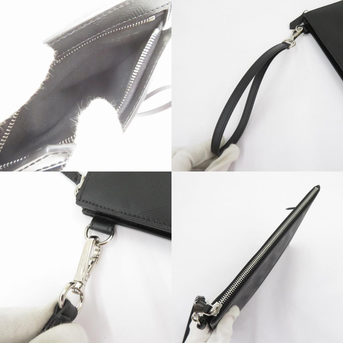 FENDI | フェンディ シャドー ダイアゴナル フラットポーチ クラッチバッグ 7N0110 AP1T F0GXN ブラック【瀬戸大橋店】