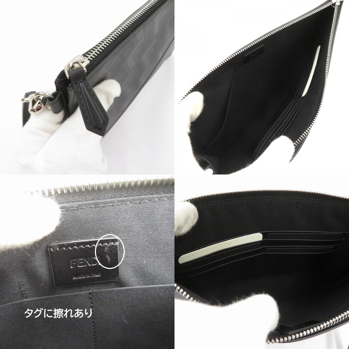 FENDI | フェンディ シャドー ダイアゴナル フラットポーチ クラッチバッグ 7N0110 AP1T F0GXN ブラック【瀬戸大橋店】