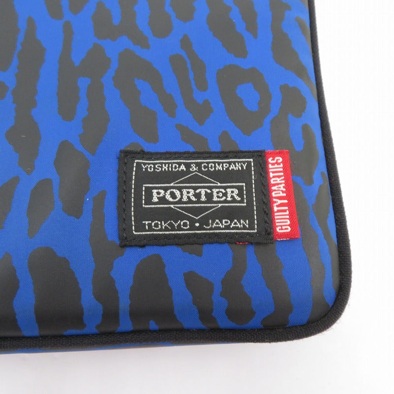 PORTER | ポーター ×WACKO MARIA11インチPCケース レオパード クラッチバッグ ブルー【瀬戸大橋店】