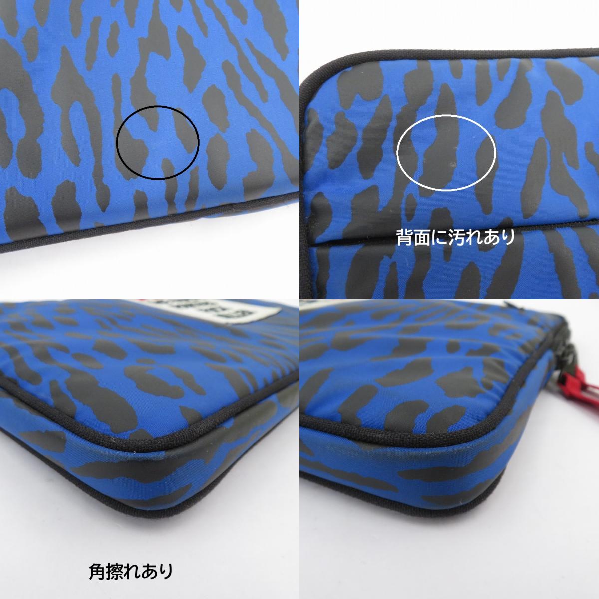 PORTER | ポーター ×WACKO MARIA11インチPCケース レオパード クラッチバッグ ブルー【瀬戸大橋店】