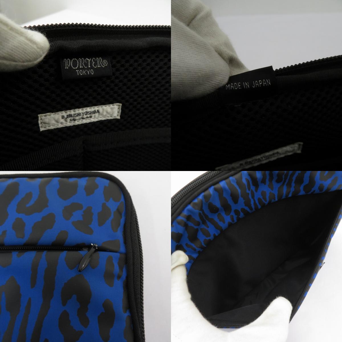 PORTER | ポーター ×WACKO MARIA11インチPCケース レオパード クラッチバッグ ブルー【瀬戸大橋店】