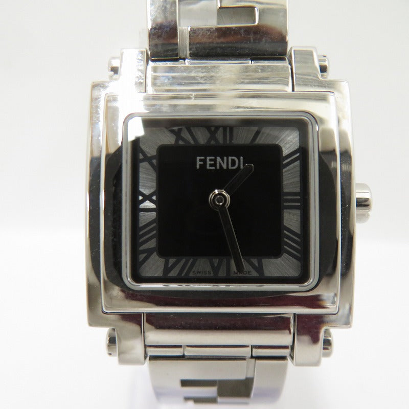 FENDI | フェンディ QUADRO アナログクォーツ 腕時計 099-6000L-780 シルバー 文字盤ブラック【瀬戸大橋店】
