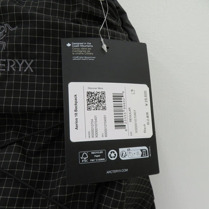 ARC'TERYX | アークテリクス Aerios 18 Backpack リュック・デイパック X00001070401 ブラック【瀬戸大橋店】