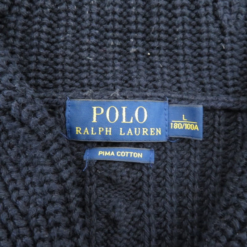 POLO RALPH LAUREN | ポロ・ラルフローレン ケーブルニットショールカーディガン カーディガン ネイビー サイズ：L【瀬戸大橋店】