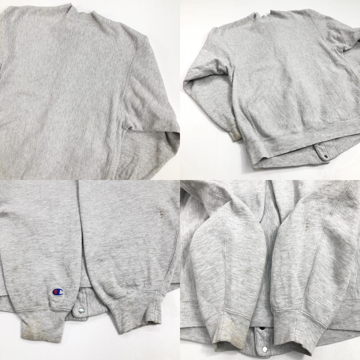 【中古】Champion | チャンピオン 90年代 REVERSE WEAVE リバースウィーブ スナップカーディガン 刺繍タグ カーディガン グレー サイズ：L【加古川物流】