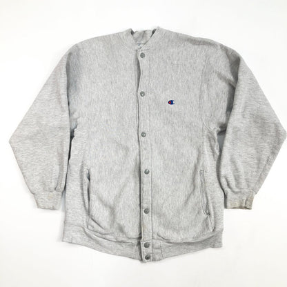 [Used] Champion | Champion 90s REVERSE WEAVE Snap Cardigan with Embroidered Tag, Gray, Size L [Kakogawa Logistics] 