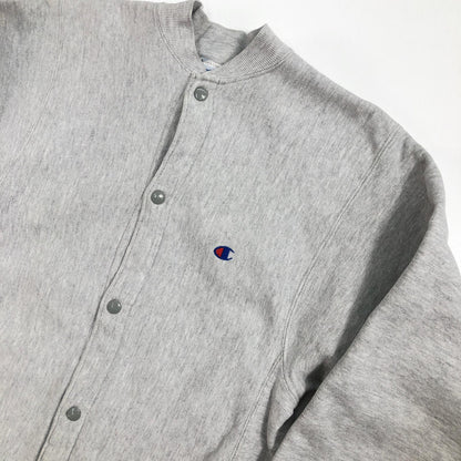 [Used] Champion | Champion 90s REVERSE WEAVE Snap Cardigan with Embroidered Tag, Gray, Size L [Kakogawa Logistics] 