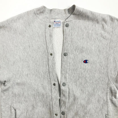 [Used] Champion | Champion 90s REVERSE WEAVE Snap Cardigan with Embroidered Tag, Gray, Size L [Kakogawa Logistics] 