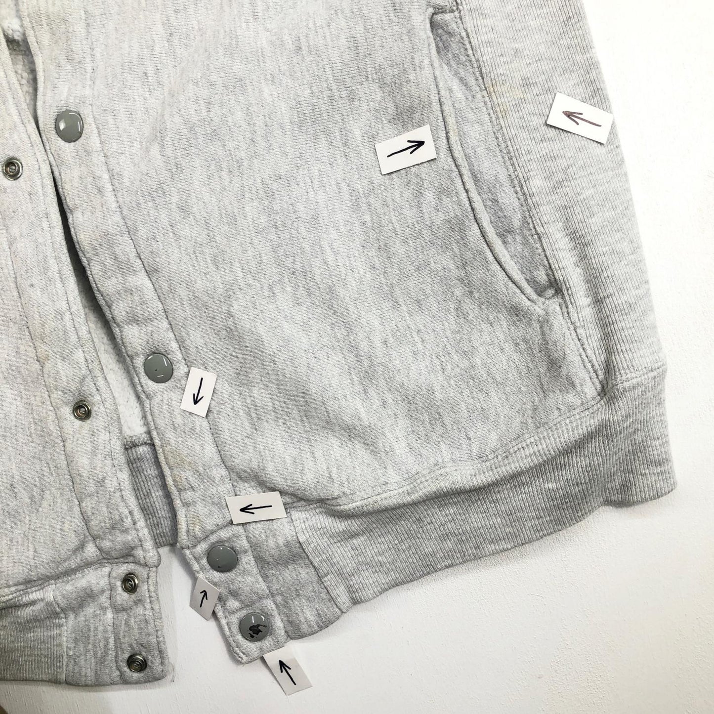 【中古】Champion | チャンピオン 90年代 REVERSE WEAVE リバースウィーブ スナップカーディガン 刺繍タグ カーディガン グレー サイズ：L【加古川物流】